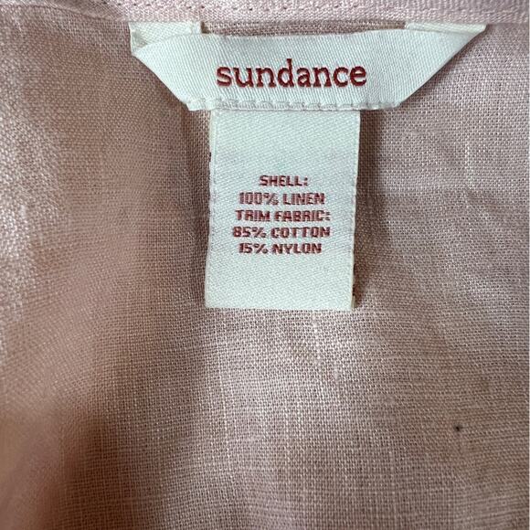 Sundance Pale Pink Linen Tunic with Lace and Shark bite Hi-Lo Detail Size L - Picture 11 of 11
